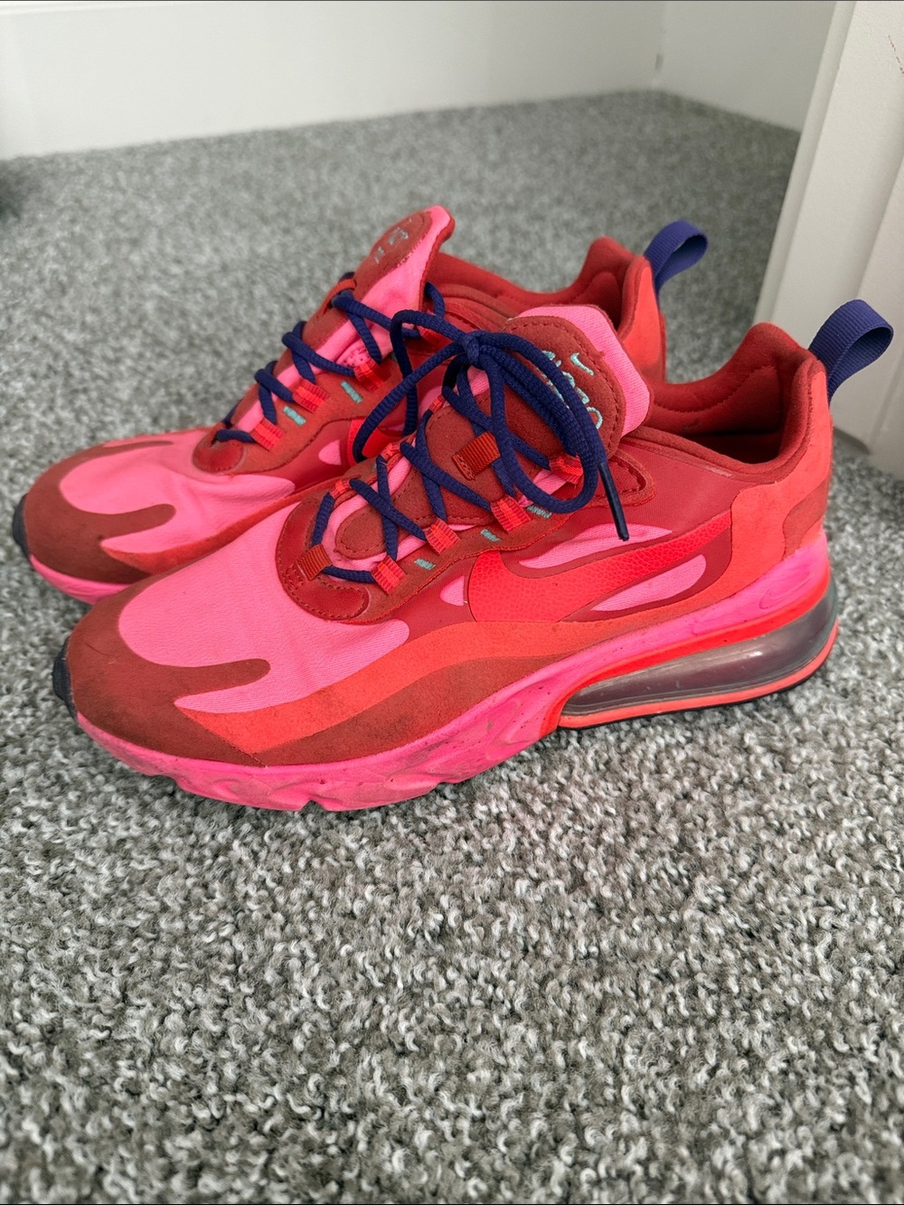 Bright Pink Nike Athletic Sneakers with Navy Laces